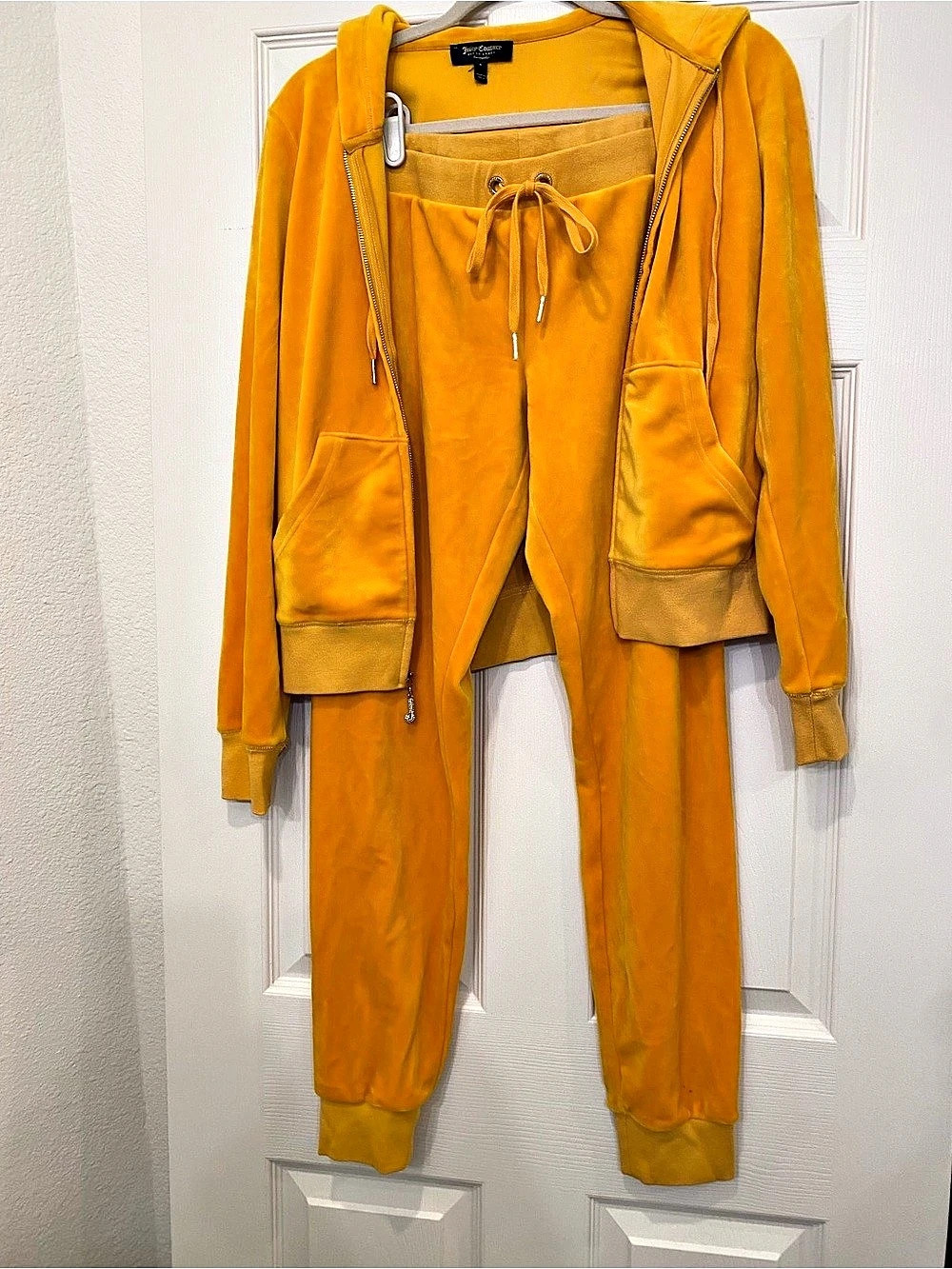 Juicy Couture Black Label Velour Tracksuit Set Yellow Small